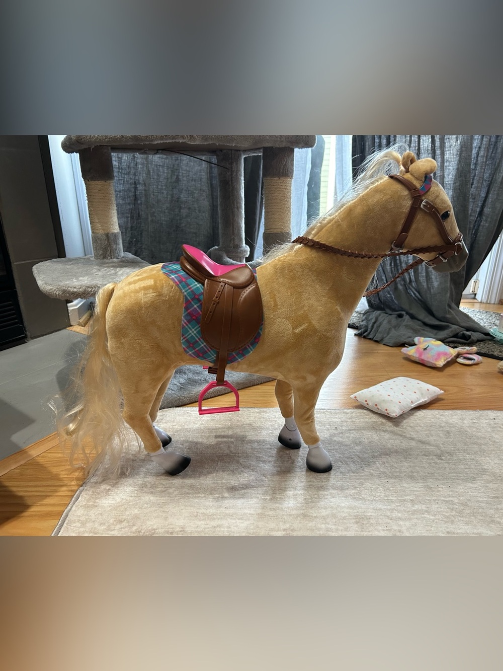 My Life As Ride-On Horse with Brown Saddle & Pink Accents For Doll